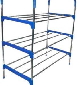 Nordic Blue Wind Cross 3 Tier 12 Shoe Steel Rack