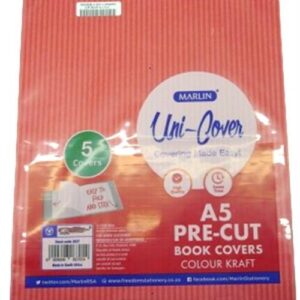 Marlin Kids A5 Precut Book Cover Red 5 Pack